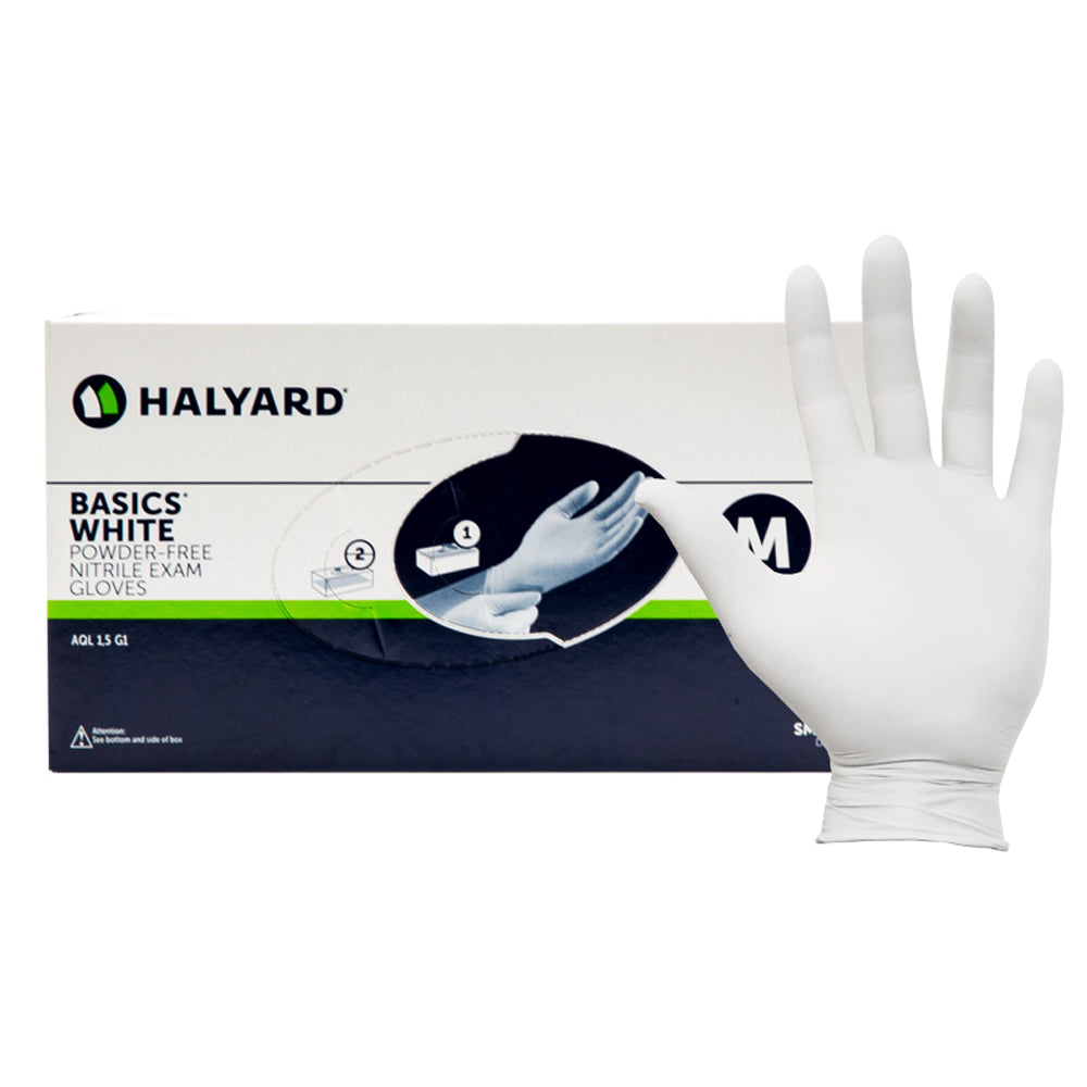 HALYARD BASICS* White Nitrile Examination Gloves GEKA Healthcare