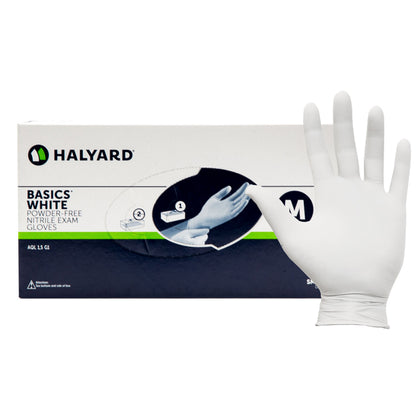 HALYARD BASICS* White Nitrile Examination Gloves - 20 boxes (2000 gloves)